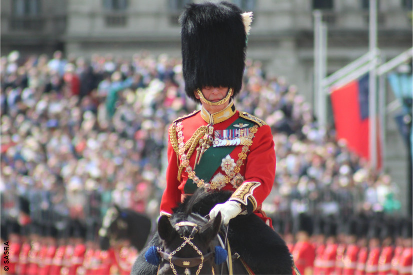 King Charles, then Prince of Wales, riding at the annual Trooping of the Colour in 2022. © SASRA