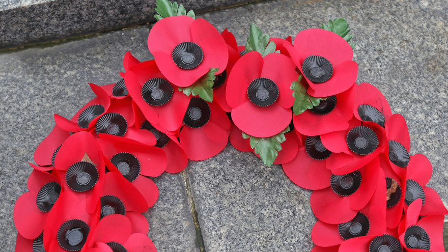 Poppy wreath laid for Remembrance Day.