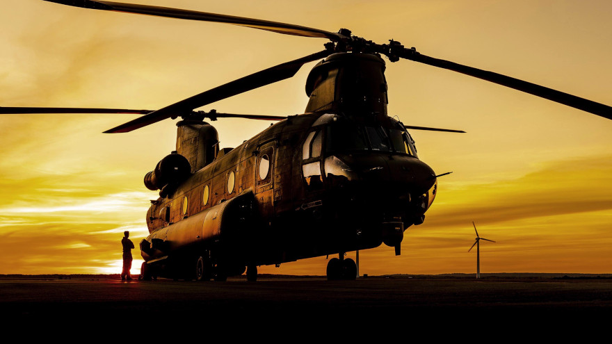 A Chinook from RAF Odiham pausing during training in North Wales. UK MOD © Crown copyright 2020