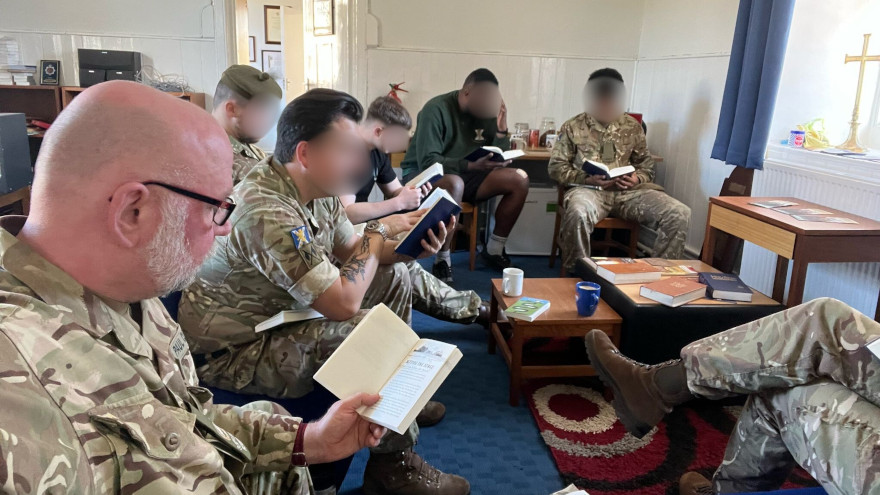 Bible study at Glencorse Barracks.