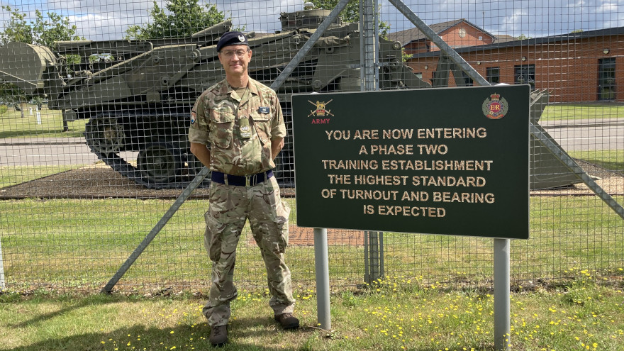 ASR Mike Blackstock outside Gibraltar Barraks, Minley.