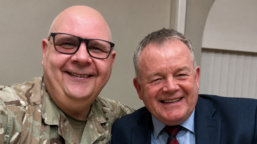 A selfie of ASR David Jamieson and Rev Colin Macleod, both veterans 