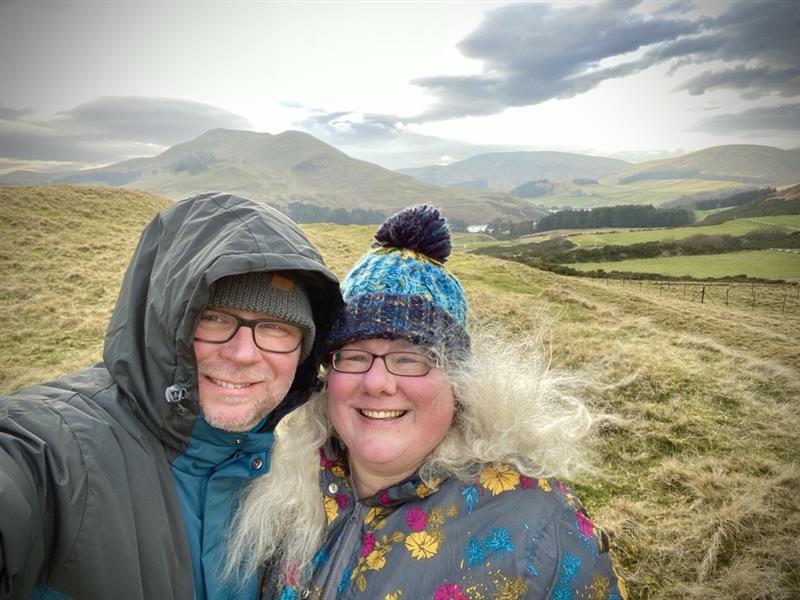 Paul & Karen enjoying some of the beauty to be found in the Scottish hills!